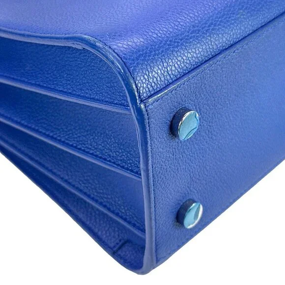 Yves Saint Laurent  Sac De Jour Leather Shoulder Bag Blue - Picture 9 of 12